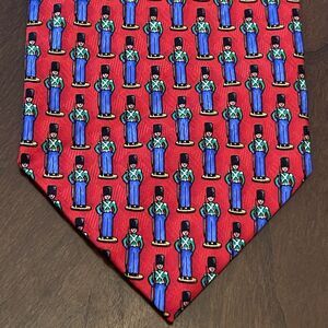 Vintage J.Z Richards Red Blue Hand Made 100% Silk Made In USA Nutcracker Print